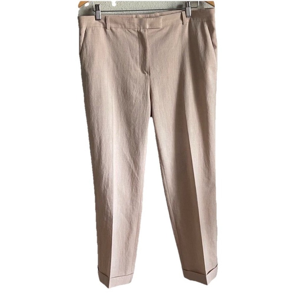 COS Beige Slim Tapered Cuffed Ankle Trousers Womens Size 12 Tan Office Pants